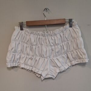 EGO White Smocked Waist Booty Shorts Ruffles Short Bloomers